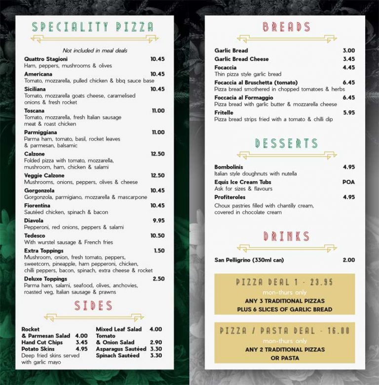 Takeaway Menu Cafe Corvina